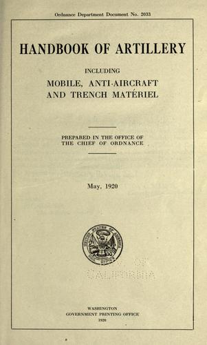 Cover for Handbook of artillery