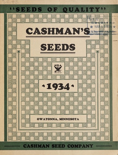 Cover for Cashman's seeds, 1934