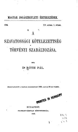 Cover for A szavatossági kötelezettség törvényi szabályozása.