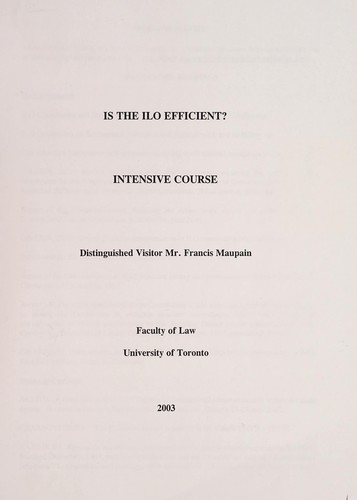 Cover for Is the ILO efficient?