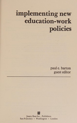 Cover for Implementing new education-work policies