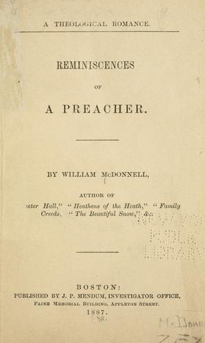Cover for Reminiscences of a preacher.