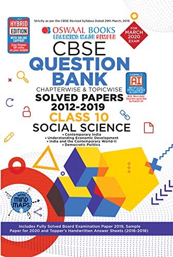 Cover for Oswaal CBSE Question Bank Class 10 Social Science Chapterwise & Topicwise Includes Objective Types & MCQ's