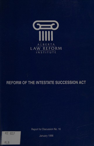 Cover for Reform of the Intestate Succession Act