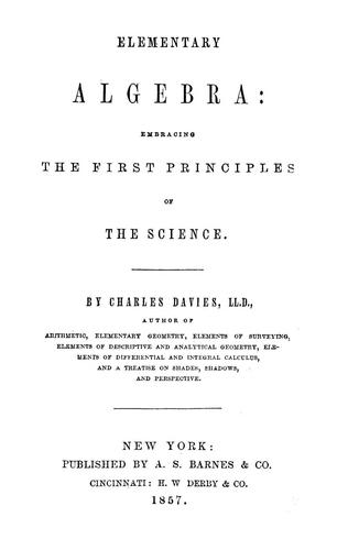 Cover for Elementary algebra