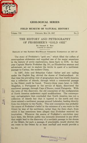Cover for The history and petrography of Frobisher's "Gold ore"