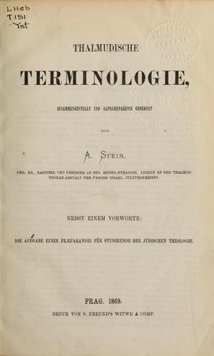 Cover for Thalmudische Terminologie