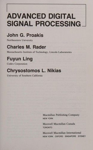 Cover for Advanced Digital Signal Processing