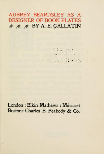 Cover for Aubrey Beardsley as a designer of book-plates.