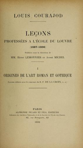 Cover for Leçons professées à l'École du Louvre (1887-1896)