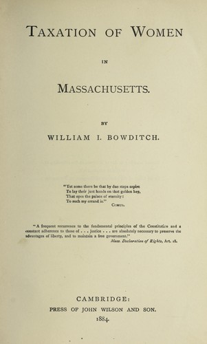 Cover for Taxation of women in Massachusetts
