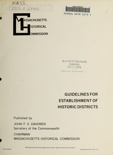 Cover for Guidelines for establishment of historic districts