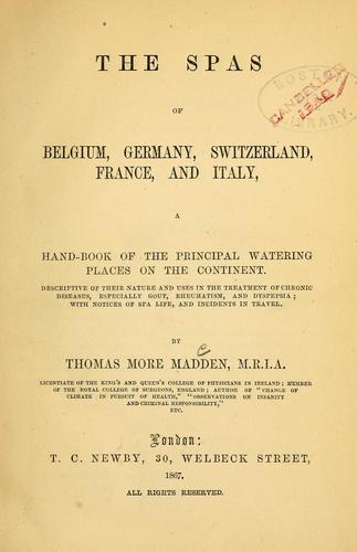 Cover for The spas of Belgium, Germany, Switzerland, France, and Italy