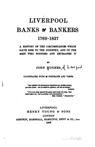 Cover for Liverpool Banks & Bankers, 1760-1837: A History of the Circumstances which ...