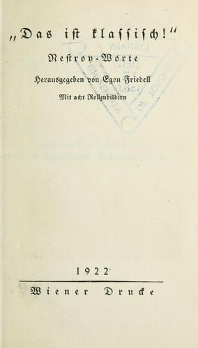 Cover for "Das ist klassisch"