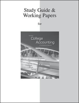 Cover for Study Guide And Working Papers For College Accounting A Contemporary Approach