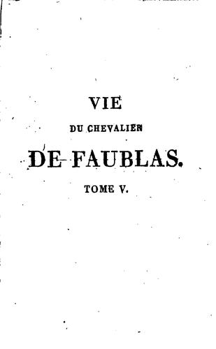 Cover for vie du chevalier de faublas