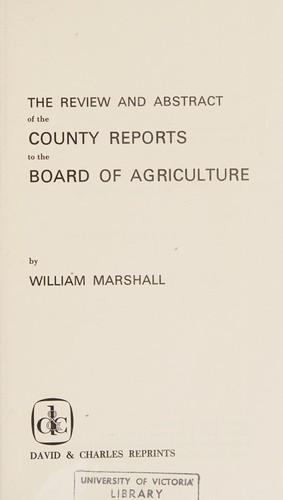 Cover for The review and abstract of the county reports to the Board of Agriculture.