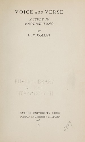 Cover for Voice and verse