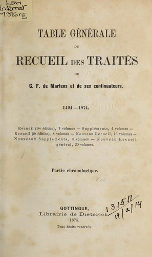 Cover for [Recueil de traités]