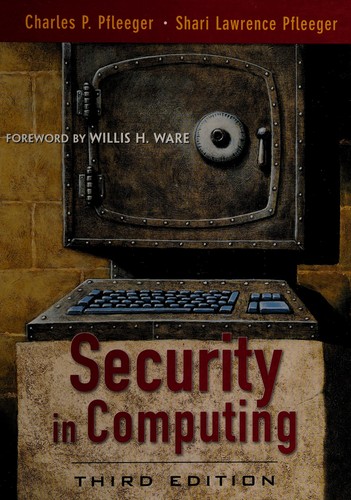Cover for Security in computing.