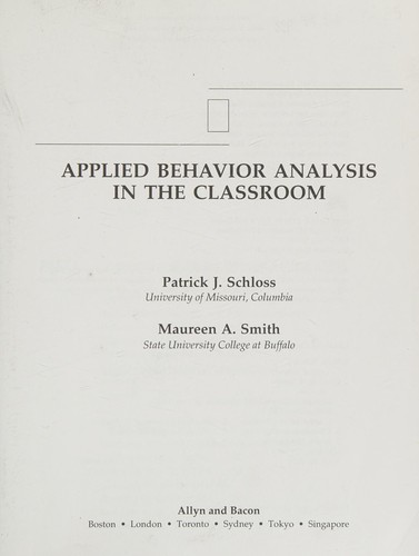 Cover for Applied behavior analysis in the classroom
