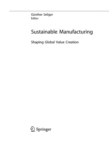 Cover for Sustainable Manufacturing
