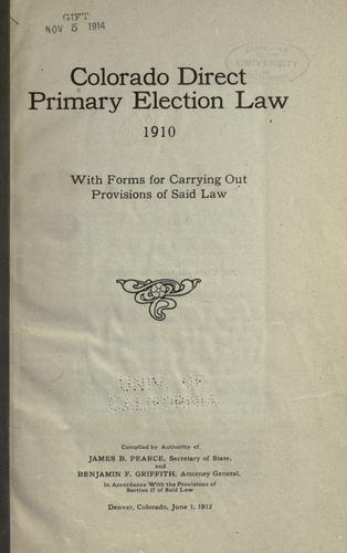 Cover for Colorado direct primary election law 1910