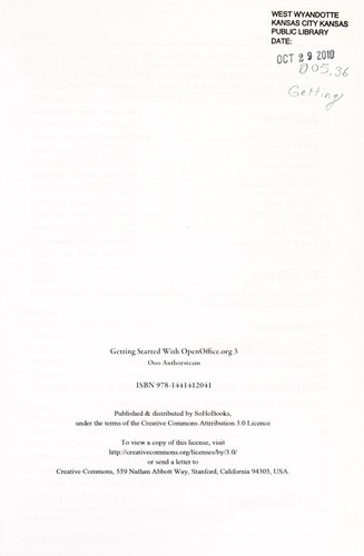 Cover for Getting started with OpenOffice.org 3