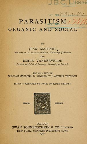 Cover for Parasitism, organic and social