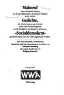 Cover for Mahnruf einer deutschen Mutter an die gemisshandelten deutschen Soldaten sowie andere Gedichte, die Arbeiterinnen und Arbeiter unter dem Sozialistengesetz and die Redaktion des illegal vertriebenen "Sozialdemokrat" geschickt haben und die nicht abgedruckt wurden