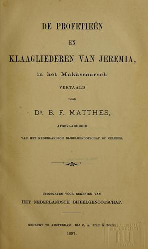 Cover for De Profetieën en Klaagliederen van Jeremia