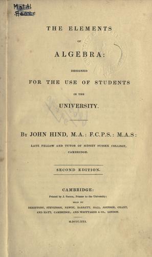 Cover for The elements of algebra.