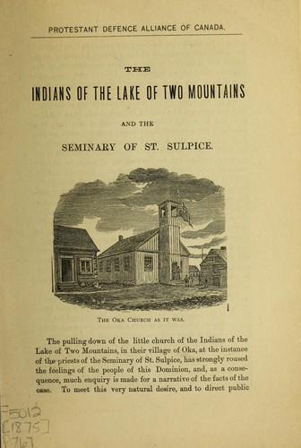 Cover for The Indians of the Lake of Two Mountains and the Seminary of St. Sulpice