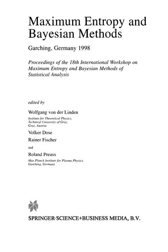Cover for Maximum Entropy and Bayesian Methods Garching, Germany 1998