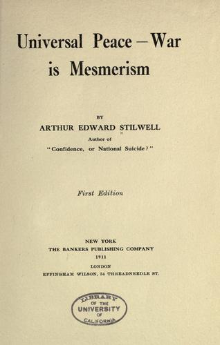 Cover for Universal peace - war is mesmerism