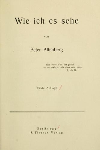 Cover for Wie ich es sehe.