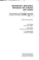 Cover for Implementing behavioral programs for schools and clinics