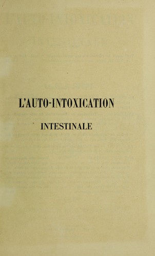 Cover for L'auto-intoxication intestinale