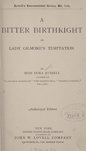 Cover for A bitter birthright