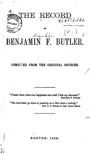 Cover for The record of Benjamin F. Butler.