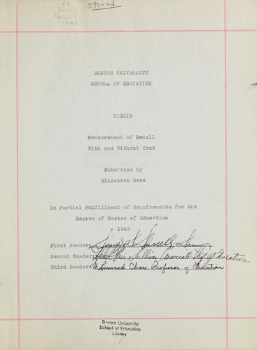 Cover for Measurement of recall with and without text
