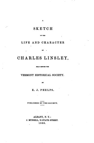 Cover for A Sketch of the Life and Character of Charles Linsley: Read Before the ...