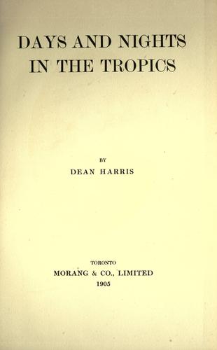 Cover for Days and nights in the tropics
