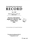 Cover for Freeway operations, highway capacity, and traffic flow, 1991.