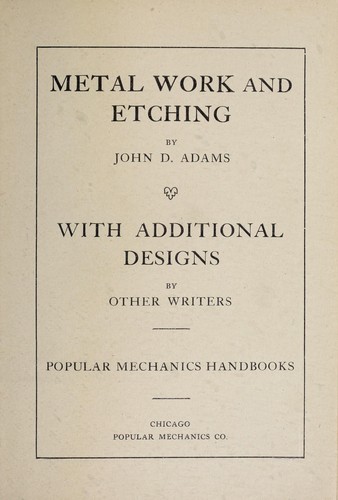 Cover for Metal work and etching