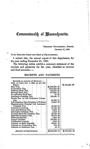 Cover for Report of the Treasurer and Receiver-General of the Commonwealth of ...