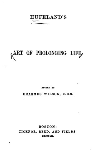 Cover for Hufeland's art of prolonging life.