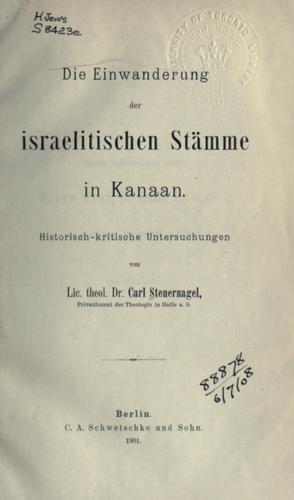 Cover for Die Einwanderung der israelitischen Stämme in Kanaan