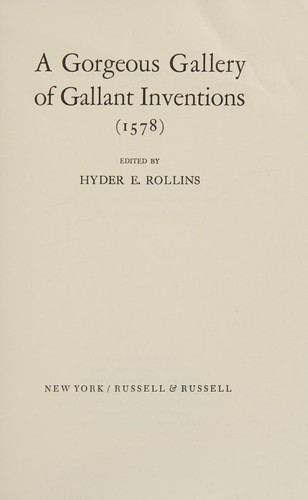 Cover for A gorgeous gallery of gallant inventions (1578)